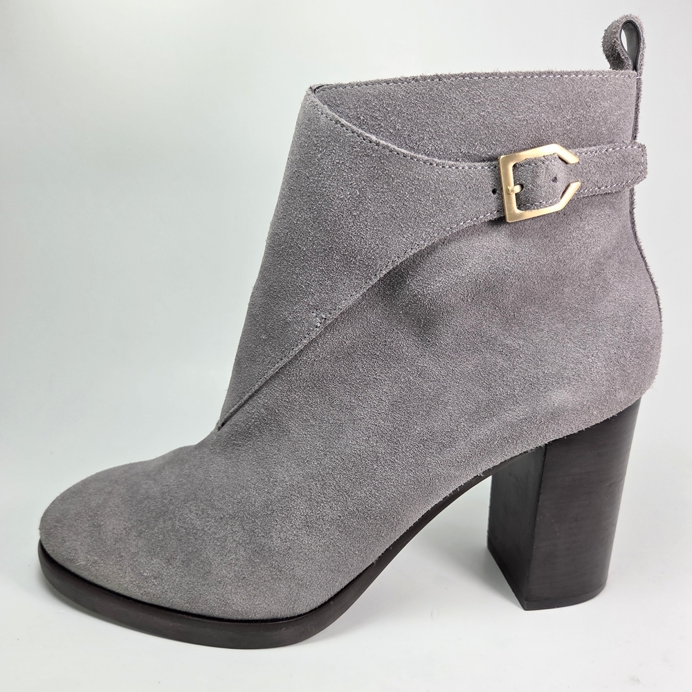 Cole Haan Harrington Grand Stormcloud Suede Buckle Riding Zip Block Heel Boot 10